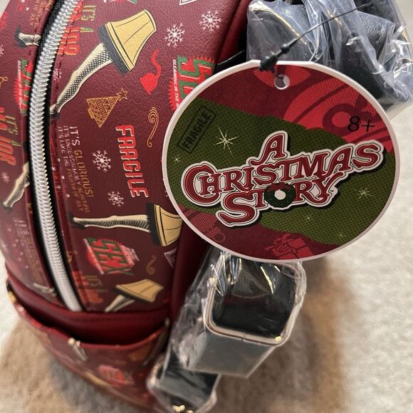 NEW A Christmas Story Leg Lamp Mini Backpack Loungefly Red Holiday Christmas Tag - Picture 4 of 12